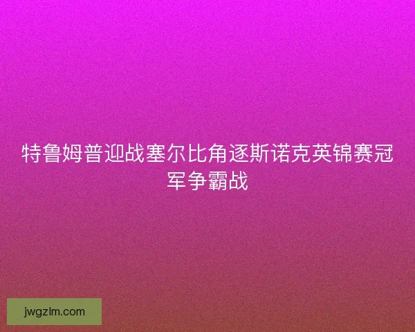 特鲁姆普迎战塞尔比角逐斯诺克英锦赛冠军争霸战